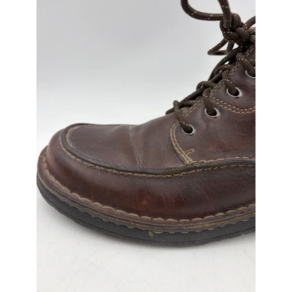 Vintage Clarks Ankle Leather Boots Active Air Men 8.5 Brown Moc Toe‎ Lace 37552